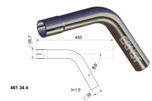 ERNST 461344 Exhaust Pipe, universal